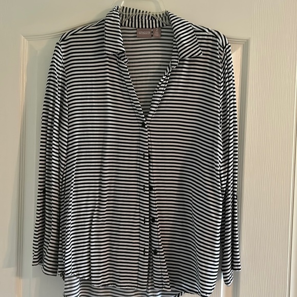 Chicos, black and white striped top. Size 2 (Chicos sizing) - Picture 1 of 7